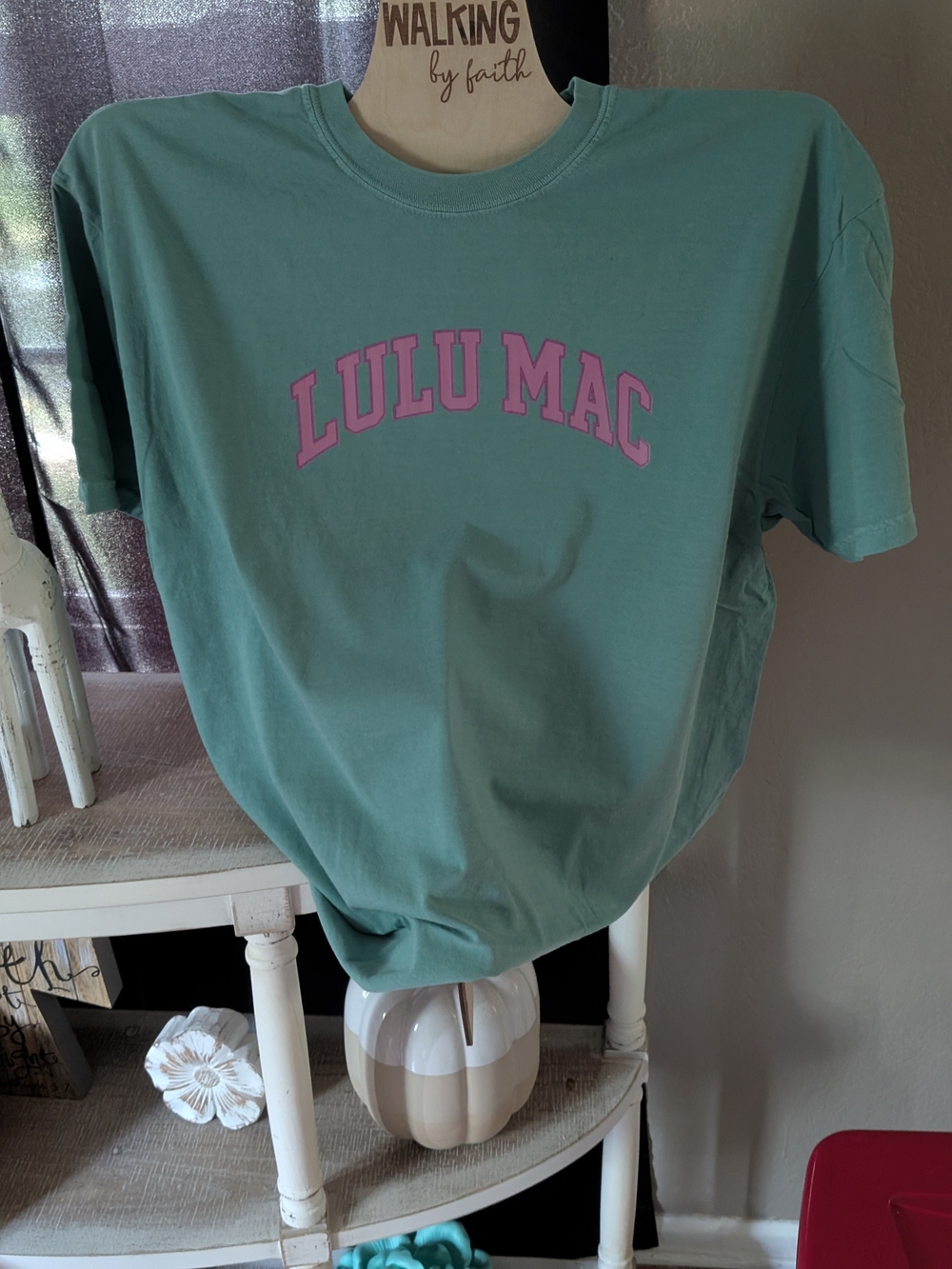 Comfort Colors Teal Short Sleeve Tee with Pink  Graphic